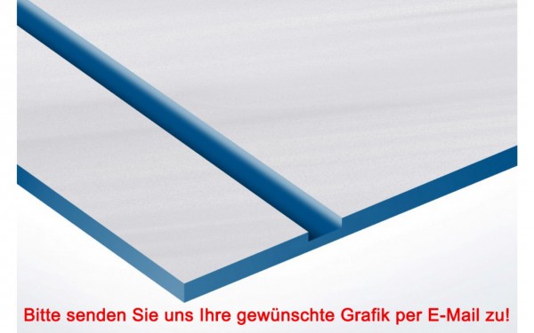 Metallic Kunststoffschild Edelstahl/Blau